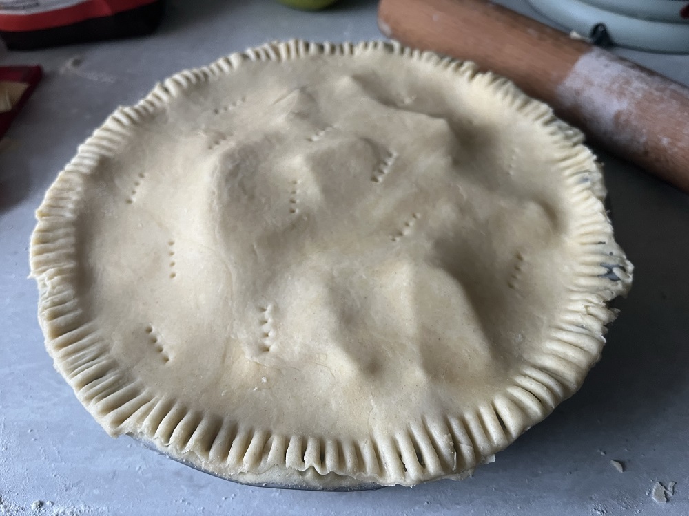 Donal Skehan old school apple tart recipe going into the oven