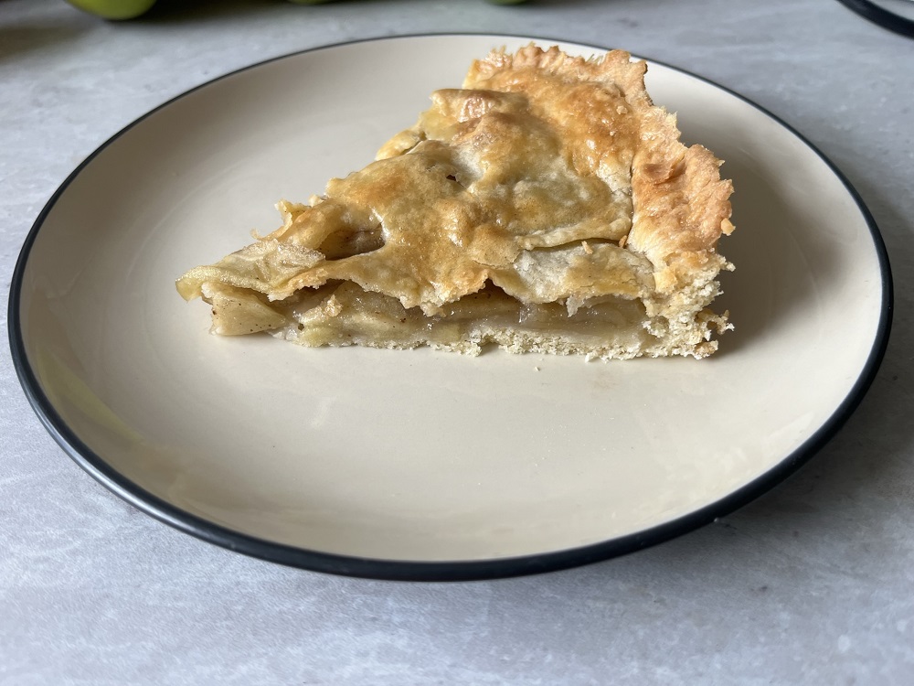 A slice of apple tart made using Darina Allen recipe